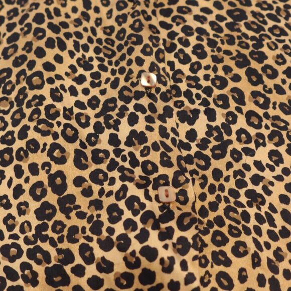 Clio Women 12 Blouse Silk Button Front Cheetah Animal Print Long Sleeve - Picture 3 of 7